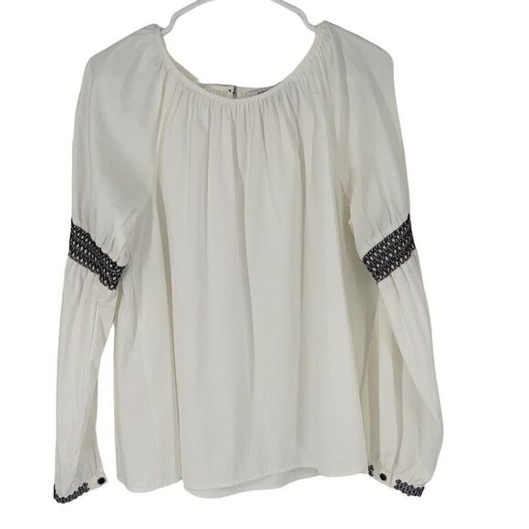 Elizabeth and James Womens Embroidered Blouse Top Long Sleeve White Size Large - Picture 1 of 8